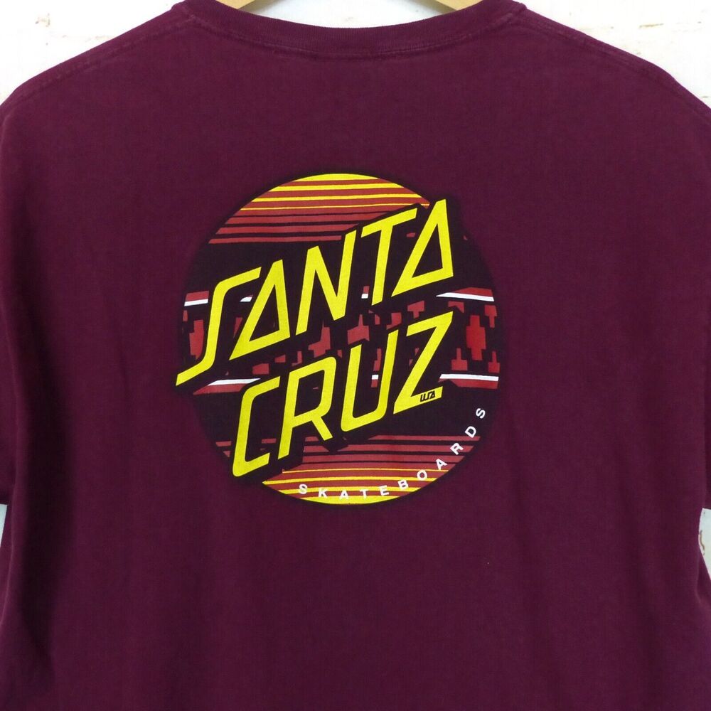 Santa Cruz Skateboards Shirt Mens L Burgundy Classic Dot Graphic Tee Skate 90s - Picture 8 of 12